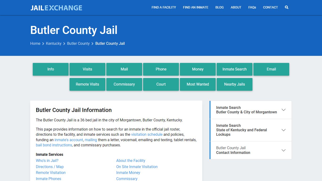 Butler County Jail, KY Inmate Search, Information